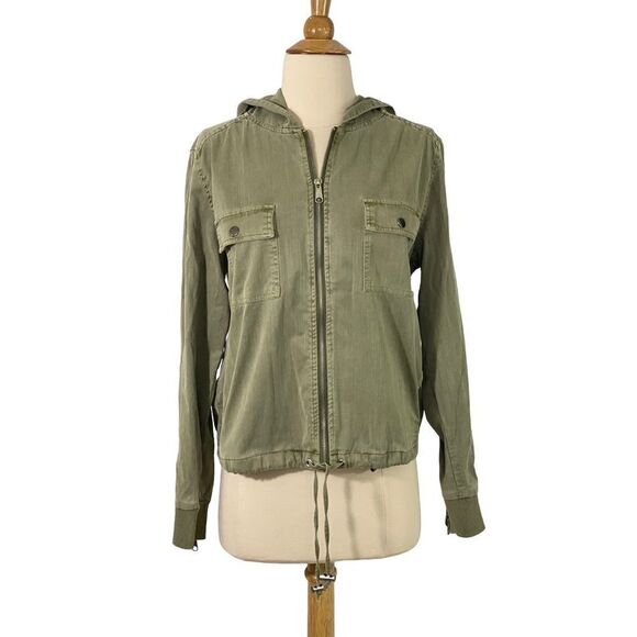 Chaser Women's M Hooded Utility Jacket Army Green Short Full Zip Tencel/Cotton - Picture 13 of 13